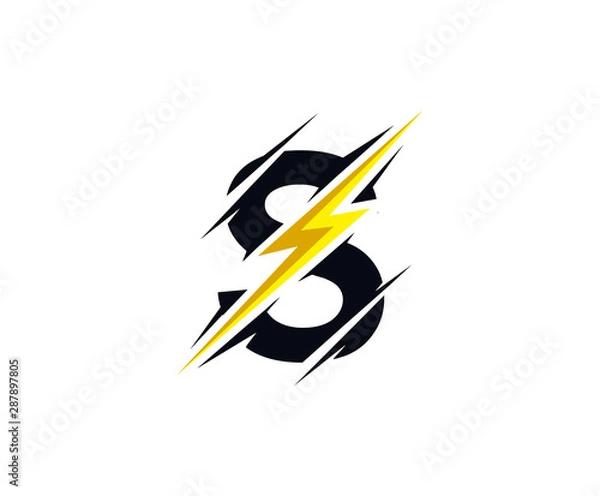 Obraz Ikona litery S Thunder, ikona logo flash S elektrycznego