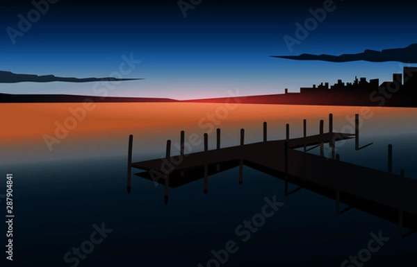 Obraz 湖の桟橋
