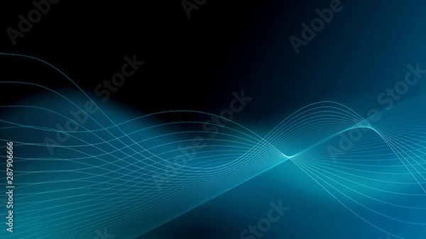 Obraz Dot particles in wave form on black background