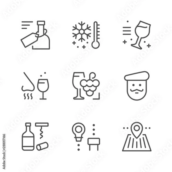 Fototapeta Set line icons of wine