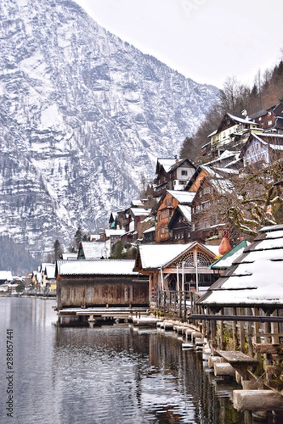 Obraz village in mountains