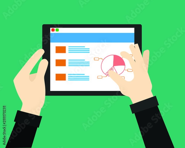 Obraz Handholding tablet business screen vector concept.