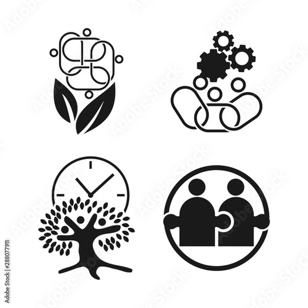 Obraz Commitment Teamwork Together Business Black Logo Illustration Vector