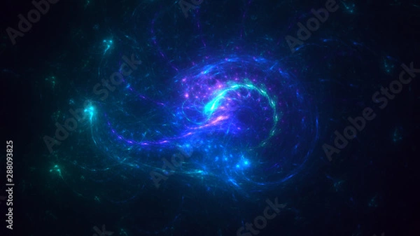 Fototapeta 3D rendering multicolored abstract fractal on black background