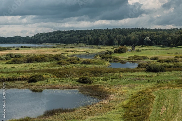 Fototapeta Old windmill in Mikhailovskoe, a family estate of the famous Russian poet Alexander Pushkin.