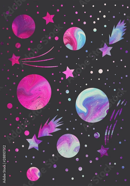 Obraz pattern with planets and stars. abstract picture
