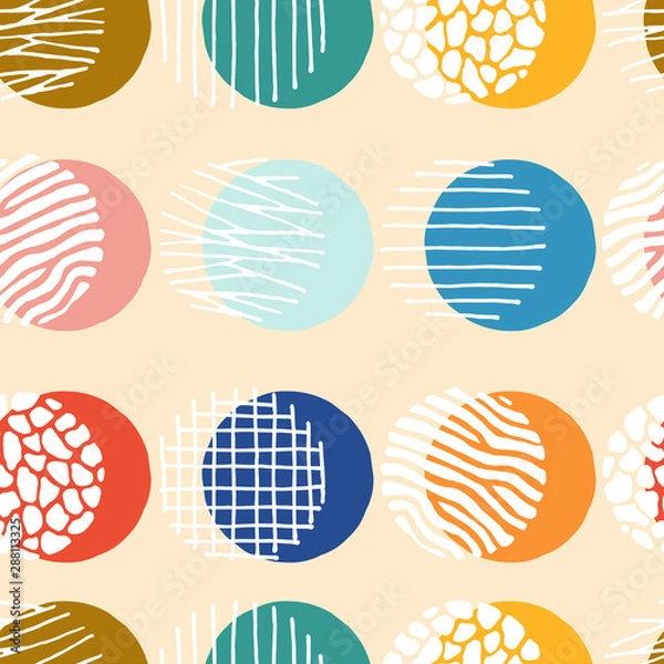 Fototapeta Seamless colourful abstract pattern. Use for background, wrapping paper, covers, fabrics, cards, stationery, bedding. Vector