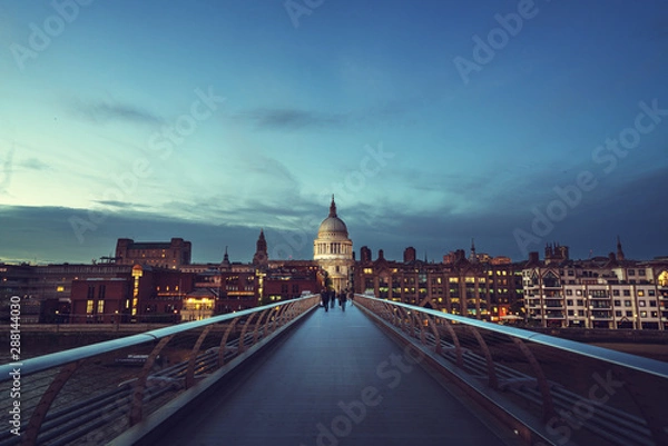 Obraz Millenium Bridge, with St. Paul's Cathedral, UK