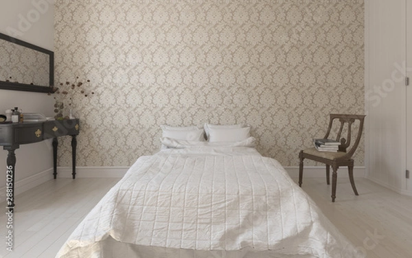 Fototapeta 壁紙のあるベッドルーム  1