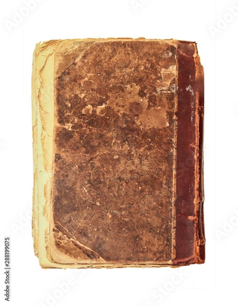Fototapeta Ancient book cover  isolated on white background. Great texture, decrepit yellowed paper.
