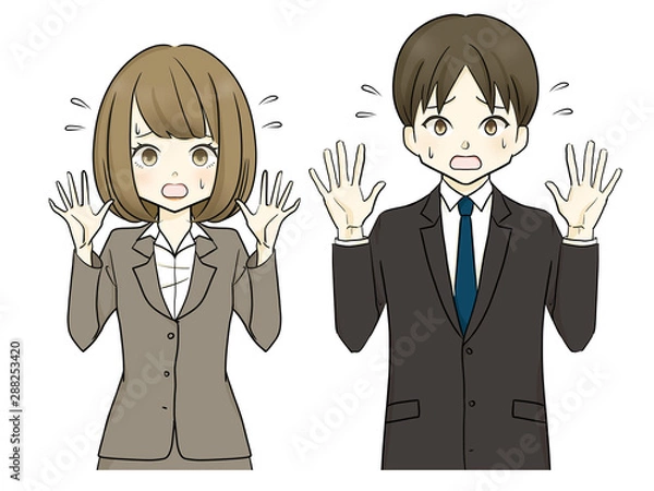 Fototapeta スーツ-慌てる女性・男性
