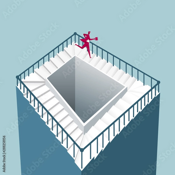 Obraz Business concept. Wrong building structure. Isolated on blue background.