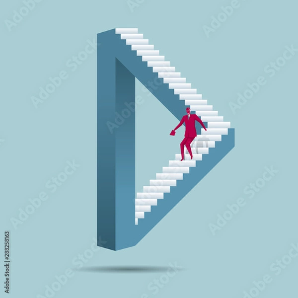 Obraz Business concept. Wrong building structure. Isolated on blue background.