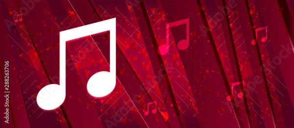 Fototapeta Music note icon Abstract design bright red banner background
