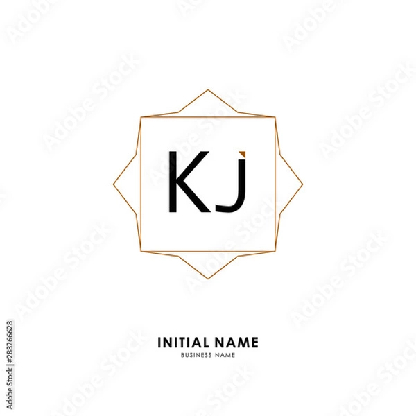 Fototapeta K J KJ Initial logo letter with minimalist concept. Vector with scandinavian style logo.