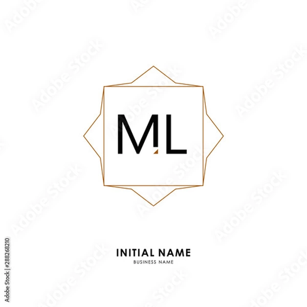 Fototapeta M L ML Initial logo letter with minimalist concept. Vector with scandinavian style logo.