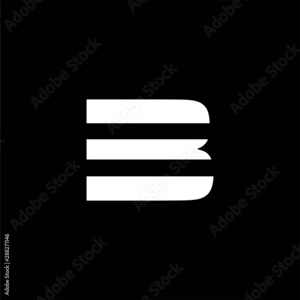 Fototapeta simple typography B or 3 vector logo