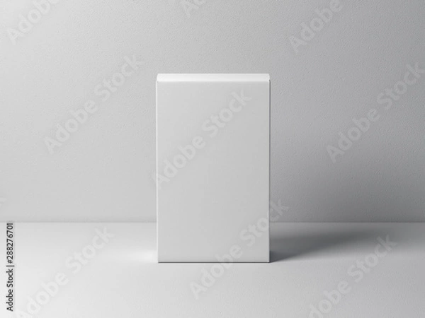 Fototapeta White textured cardboard box mockup on white table