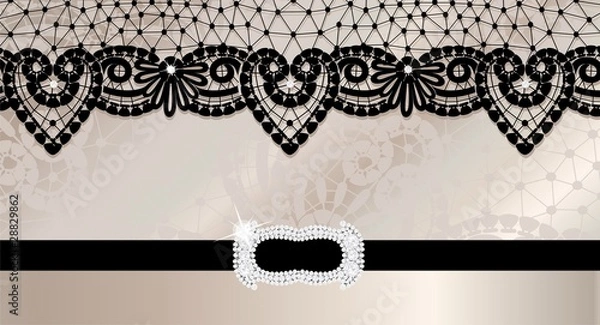 Obraz Background with lace and brooch