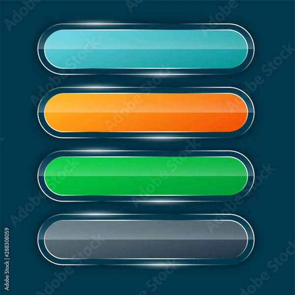 Fototapeta shiny glossy wide banners or buttons set