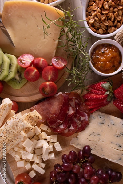 Fototapeta assorted cheese platter for appetizer
