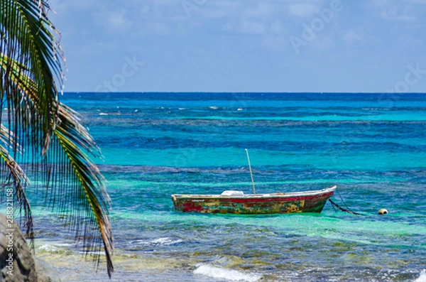 Obraz Dingy boat on Caribbean in Nicaragua