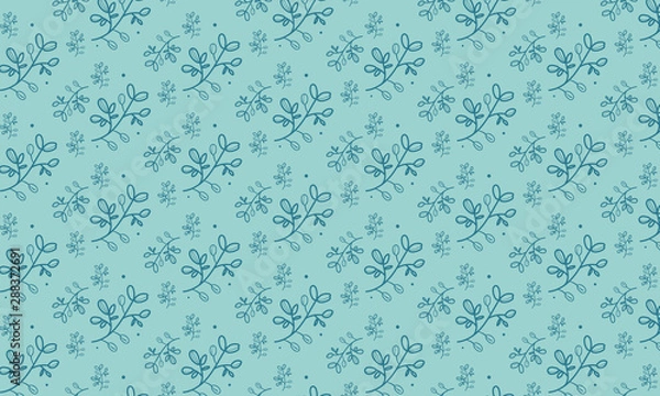 Obraz Dark Background and Teal Poppy Leaves with Dots Pattern Background