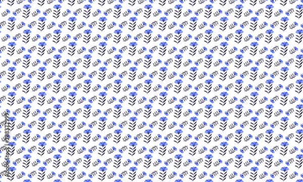 Obraz Blue Pansy Flower Pattern Background