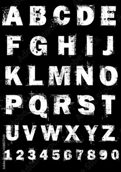 Fototapeta Grunge full alphabet and numerics
