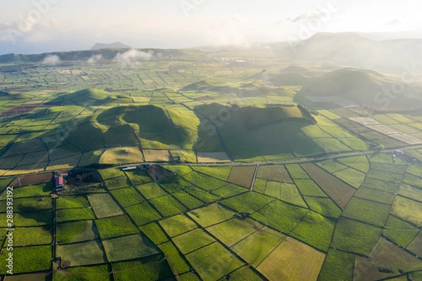 Fototapeta aerial views on the typical abstract countryside of the east of Terceira Island at Serra da Ribeirinha and The Miradouro da Serra do Cume 