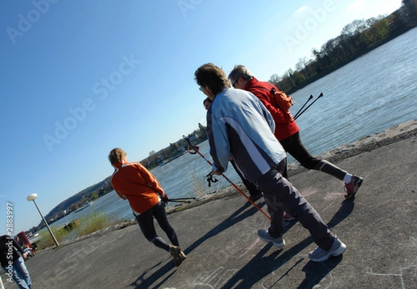 Obraz senior people nordic walking