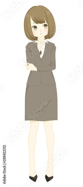 Fototapeta スーツ-首をかしげる女性