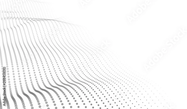 Fototapeta Big Data. Vector abstract futuristic digital landscape with particles dots and stars on horizon. computer geometric digital connection