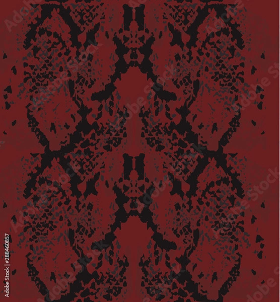 Obraz Vector snake skin pattern on dark red background