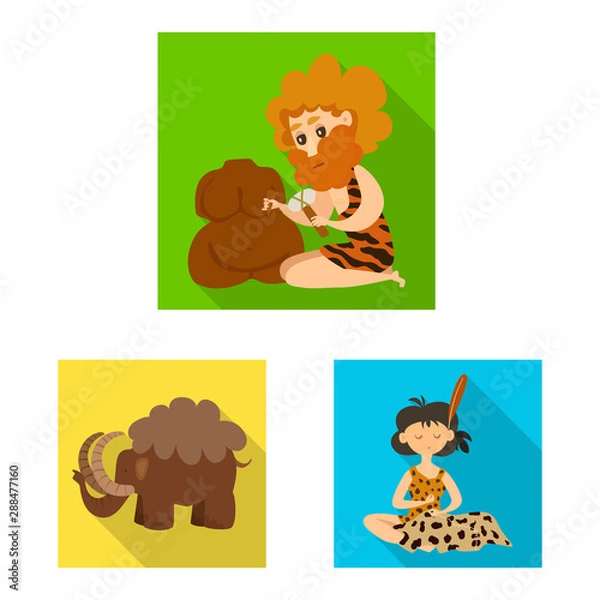 Obraz Isolated object of evolution and prehistory symbol. Set of evolution and development stock vector illustration.