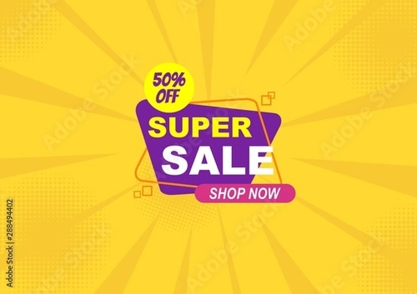Obraz Super sale banner with yellow background