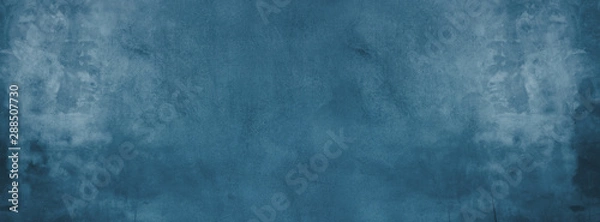 Fototapeta blue cement wall with dark texture and banner background