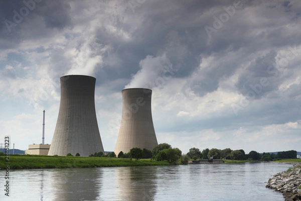 Fototapeta AKW Grohnde / Weser - Nuclear plant at Grohnde / Weser