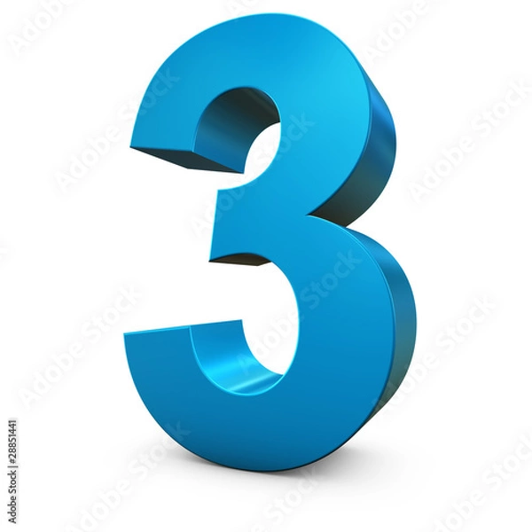 Obraz Niebieska cyfra 3d 3