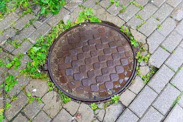 Obraz Iron manhole road well