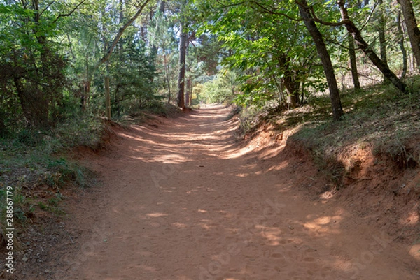 Fototapeta Rustrel ocre ocher rocks pathway access in luberon France