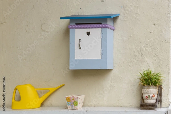 Obraz Wooden blue post box with decor