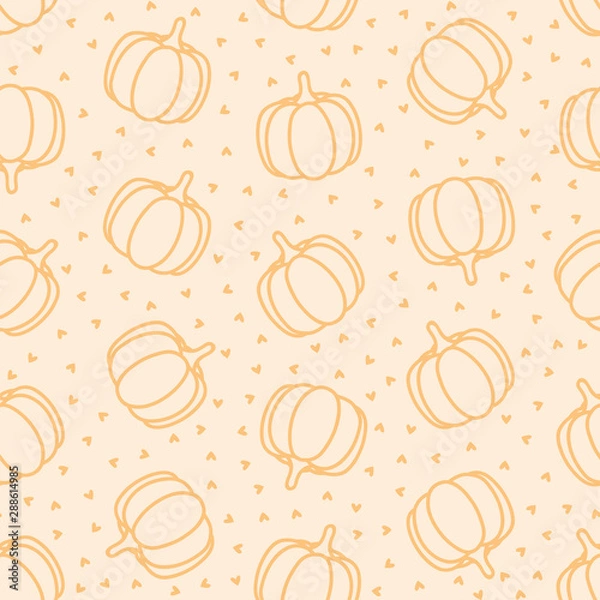 Obraz Seamless pattern with pumpkins and hearts