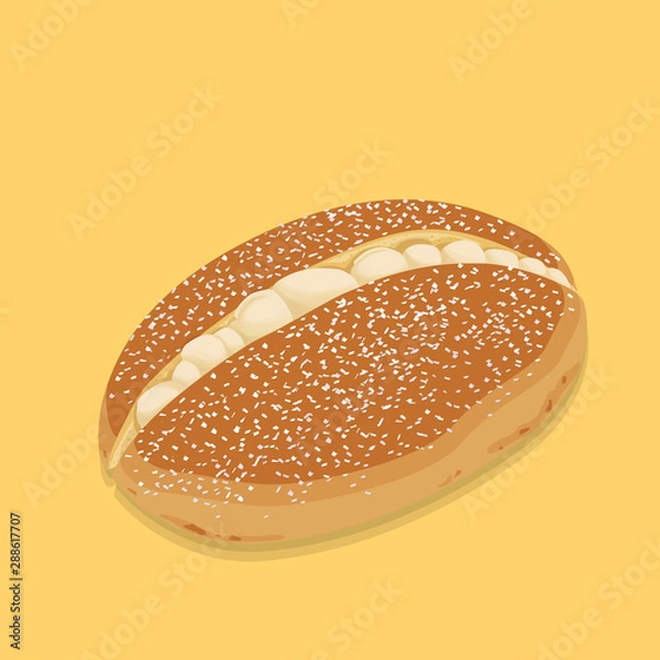 Obraz A illustration of hong kong style food Coconut bun with Cream