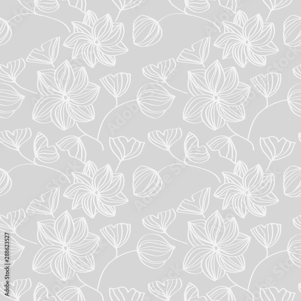 Fototapeta floral seamless pattern with flowers and leaves