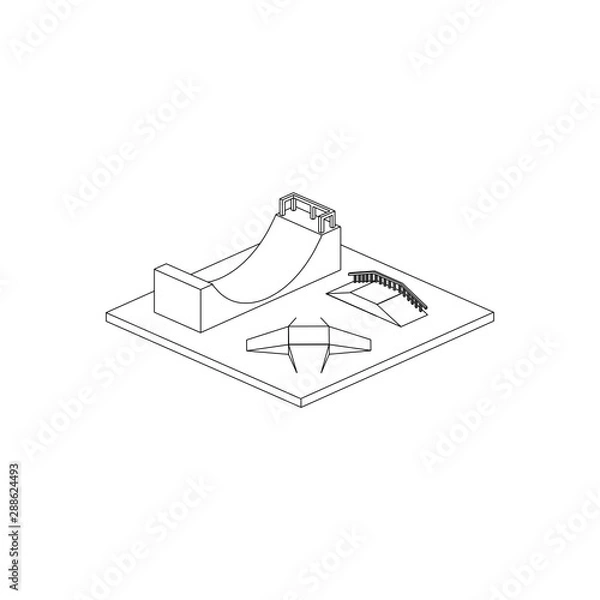 Obraz Skate Park Isometric Line
