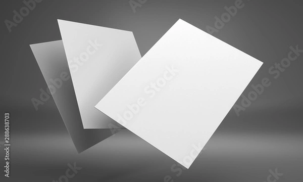 Obraz Blank Leaflet Or Flyer Template. Blank Hovering Greeting Cards. 3D rendering