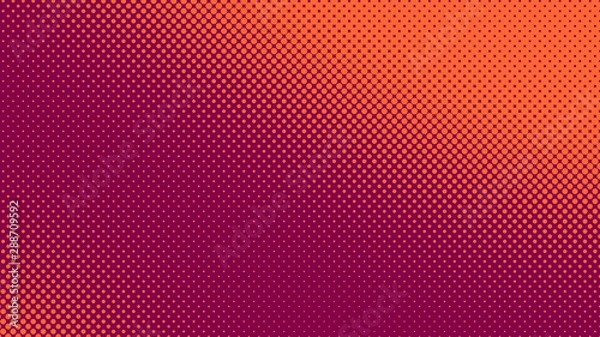 Fototapeta Orange and scarlet dotted background in pop art retro style, vector illustration