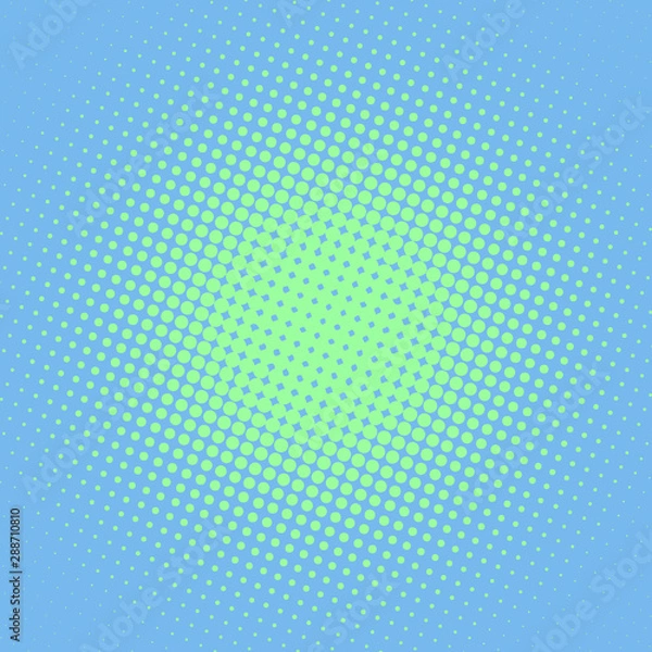 Fototapeta Turquoise and blue modern pop art background with halftone dots design, vector illustration
