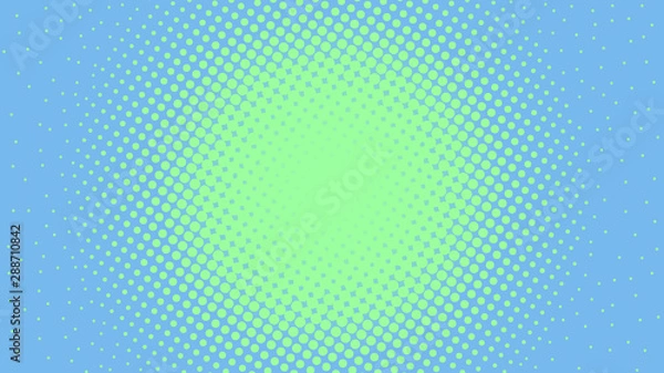 Fototapeta Turquoise and blue dotted background in retro pop art comic style, vector illustration